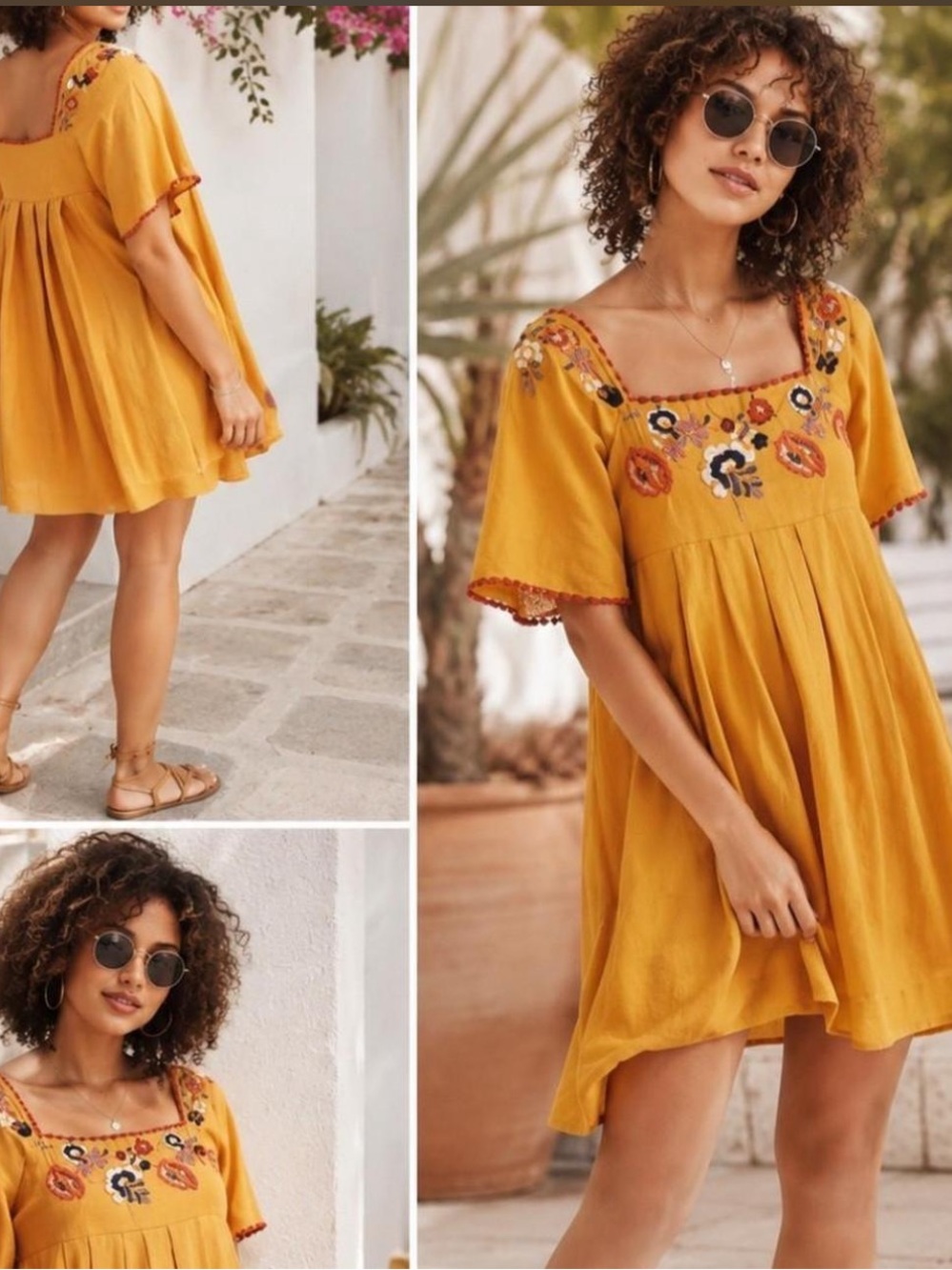 Madewell embroidered bobo empire waist mini peasant dress Aline xs